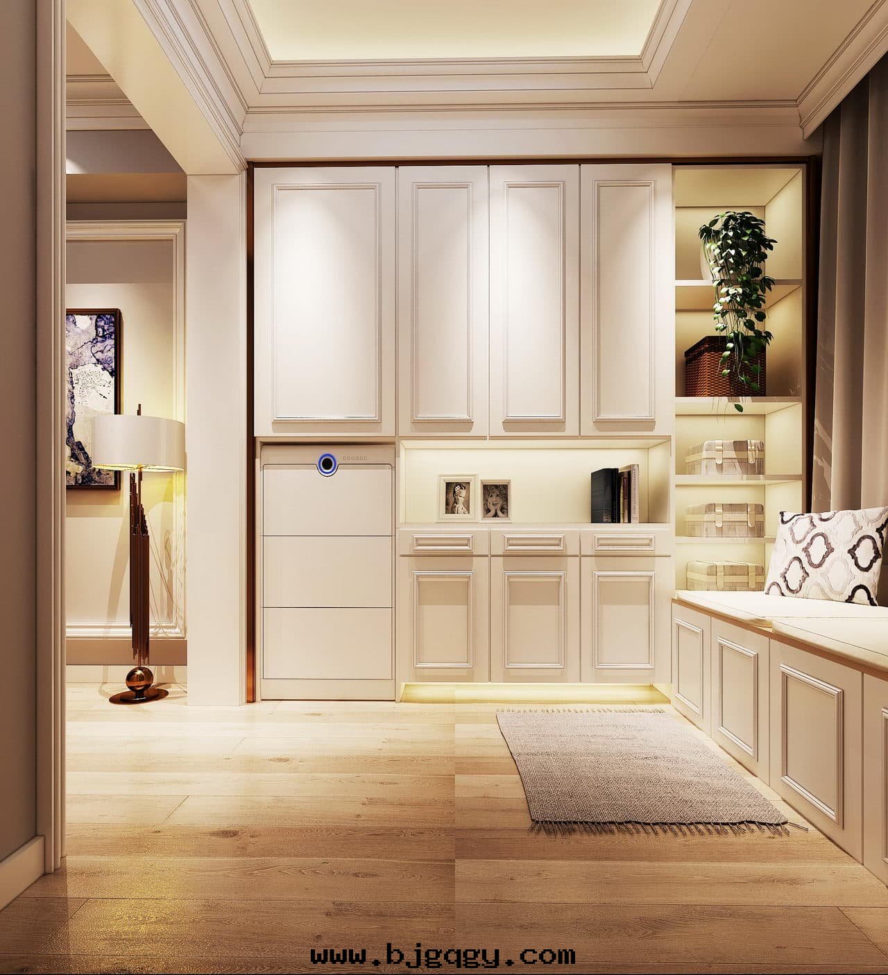 根(gēn)元智能(néng)鞋(xié)柜護理機(jī)-Footies室内設計(jì)图(tú)，室内搭配暖色(sè)